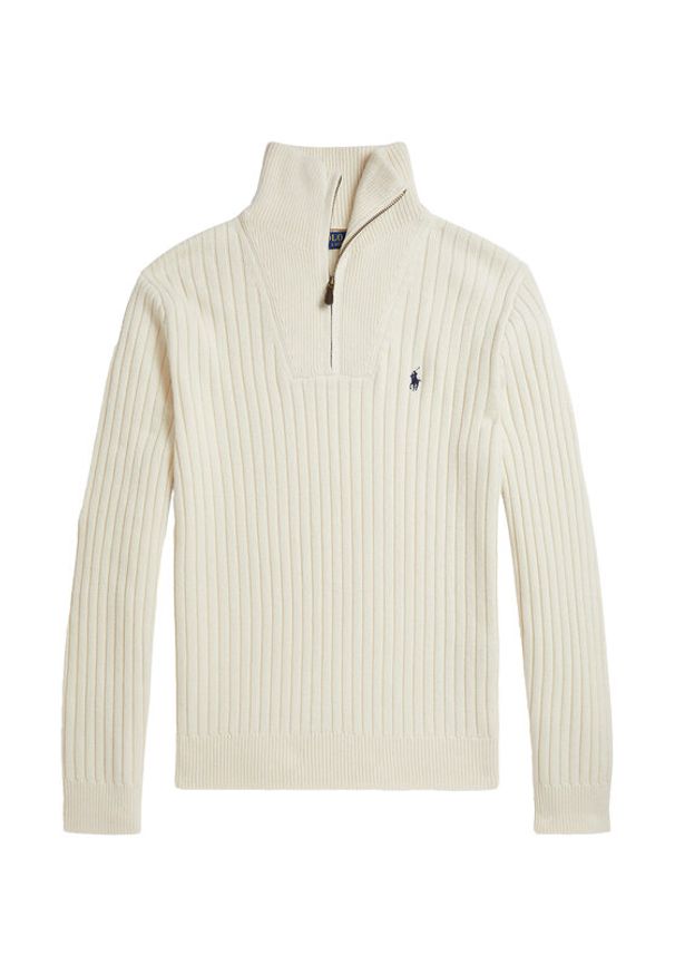 Polo Ralph Lauren Sweter 710974167003 Beżowy Regular Fit. Typ kołnierza: polo. Kolor: beżowy. Materiał: bawełna