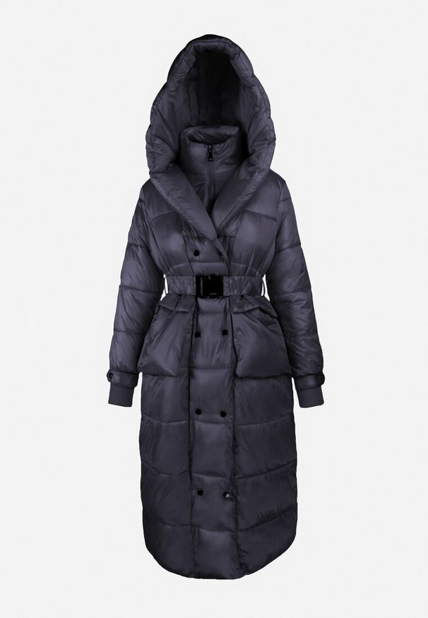 Born2be - Granatowa Kurtka Pikowana Długa Drerrigale. Kolor: niebieski. Materiał: materiał. Długość rękawa: długi rękaw. Długość: długie. Sezon: zima, jesień