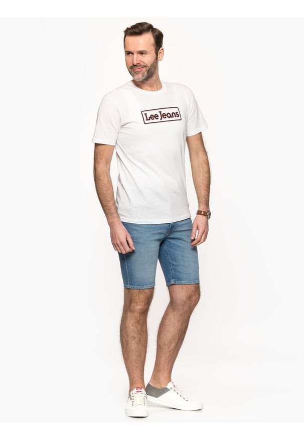 Lee - MĘSKI T-SHIRT LEE LEE JEANS TEE BRIGHT WHITE L65LFELJ 112116078. Materiał: jeans
