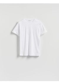 Reserved - T-shirt regular z modalem - biały. Kolor: biały. Materiał: dzianina