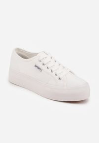 Renee - Białe Basicowe Trampki VICES w Minimalistycznym Stylu Riosanne. Okazja: na spacer. Kolor: biały. Materiał: jeans, satyna. Wzór: kwiaty. Styl: klasyczny #7