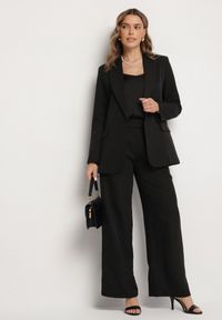 Born2be - Czarna Marynarka Ozdobiona Imitacją Kieszeni Sovzedi. Okazja: na spotkanie biznesowe. Kolor: czarny. Materiał: jeans. Wzór: aplikacja. Styl: elegancki, biznesowy