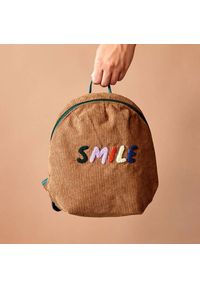 Lassig Little Gang Smile karmelowy. Materiał: sztruks, materiał. Wzór: aplikacja, napisy, paski, kolorowy #2