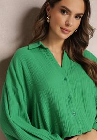 Renee - Zielona Bawełniana Koszula z Linii Oversize Karerria. Kolor: zielony. Materiał: bawełna #5