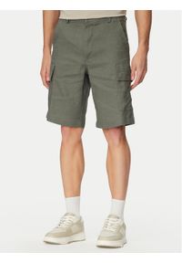 BOSS Szorty materiałowe Sisla 50559366 Szary Relaxed Fit. Kolor: szary. Materiał: len #1