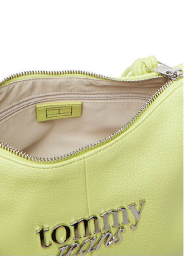 Tommy Jeans Torebka Metal Logo Shoulder Bag AW0AW18468 Zielony. Kolor: zielony. Materiał: skórzane