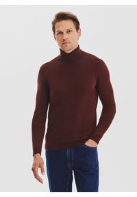 Pako Lorente - PAKO LORENTE - Brązowy gładki golf męski. Typ kołnierza: golf. Kolor: niebieski, brązowy, czarny. Materiał: poliamid, bawełna, elastan. Wzór: gładki. Sezon: jesień