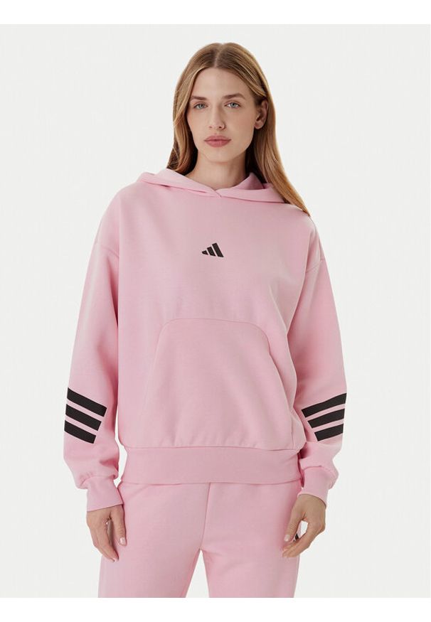 Adidas - adidas Bluza Future Icons 3-Stripes JE0183 Różowy Loose Fit. Kolor: różowy. Materiał: syntetyk, bawełna