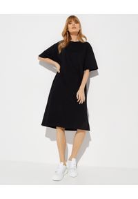 MONCLER - Bawełniana sukienka z nadrukiem. Kolor: czarny. Materiał: bawełna. Wzór: nadruk. Sezon: zima, jesień