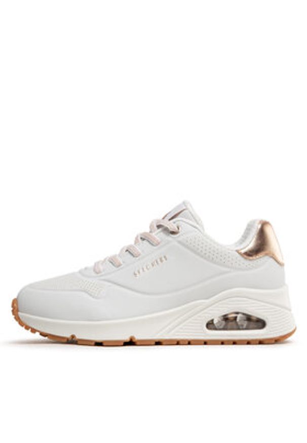 skechers - Skechers Sneakersy Uno Shimmer Away 155196/WHT Biały. Kolor: biały. Materiał: skóra