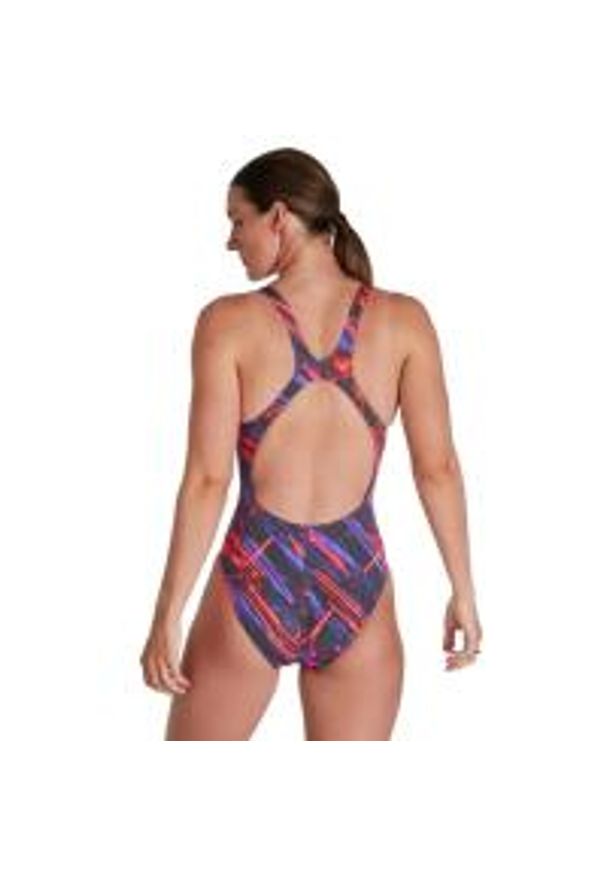 Strój Kąpielowy Speedo Recordbreaker – Ultrafioletowy/Czerwony – Rozmiar 28. Kolor: fioletowy, różowy, wielokolorowy. Wzór: kolorowy