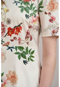 Marie Zélie - Sukienka Aerin Silvestria kremowa. Kolor: kremowy. Materiał: bawełna, skóra, materiał, elastan. Typ sukienki: trapezowe #3