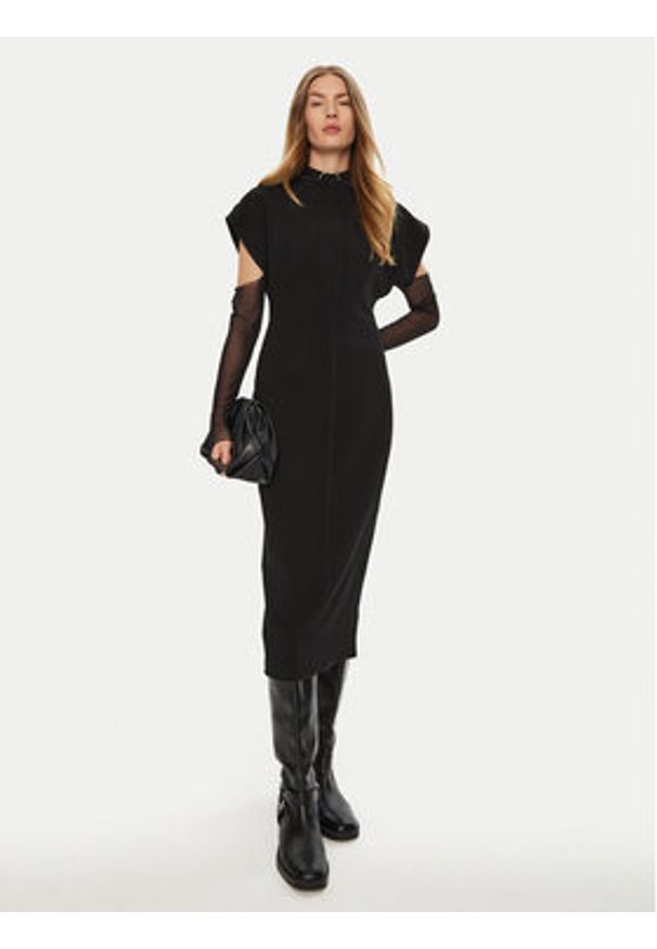 ACCESS FASHION Sukienka koktajlowa 44-3311-504 Czarny Slim Fit. Kolor: czarny. Materiał: syntetyk. Styl: wizytowy