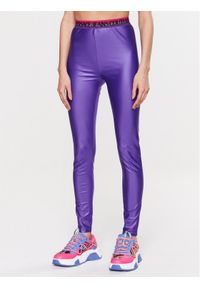 Legginsy Versace Jeans Couture. Kolor: fioletowy. Materiał: syntetyk #1