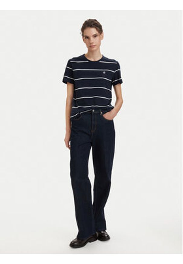 Beverly Hills Polo Club T-Shirt P-SS26W-TS0162 Granatowy Regular Fit. Typ kołnierza: polo. Kolor: niebieski. Materiał: bawełna