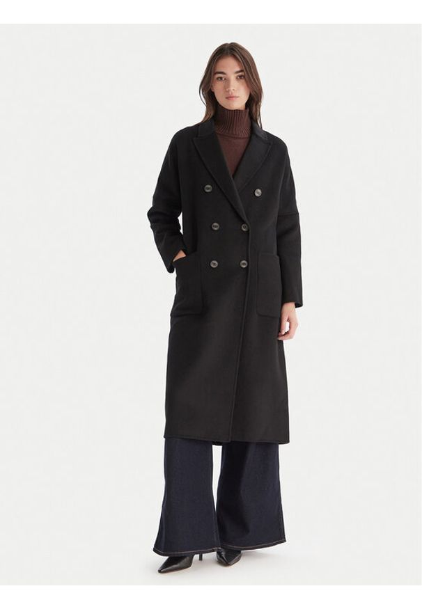 ViCOLO Płaszcz wełniany TF0001 Czarny Regular Fit. Kolor: czarny. Materiał: syntetyk
