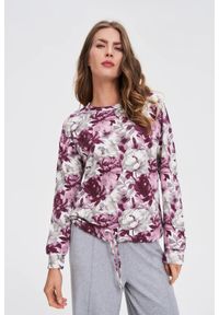 MOODO - Bluza w kwiaty biała. Kolor: biały. Materiał: bawełna, poliester, elastan. Wzór: kwiaty