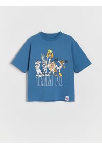 Reserved - T-shirt oversize Looney Tunes - niebieski. Kolor: niebieski. Materiał: bawełna, dzianina #1