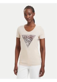 Guess T-Shirt 182454 Beżowy Classic Fit. Kolor: beżowy. Materiał: bawełna #1