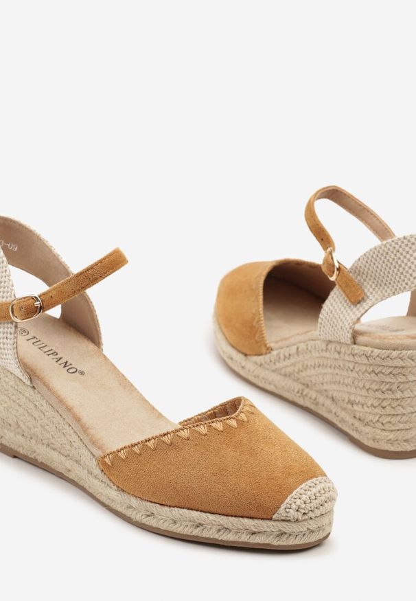 Born2be - Brązowe Sandały Espadryle na Koturnie w Stylu Boho Merilwena. Okazja: na co dzień. Zapięcie: sprzączka. Kolor: brązowy. Obcas: na koturnie. Styl: boho