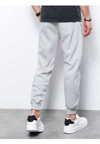 Ombre Clothing - Spodnie męskie dresowe joggery P961 - szare melanż - XXL. Kolor: szary. Materiał: dresówka. Wzór: melanż. Styl: klasyczny, sportowy