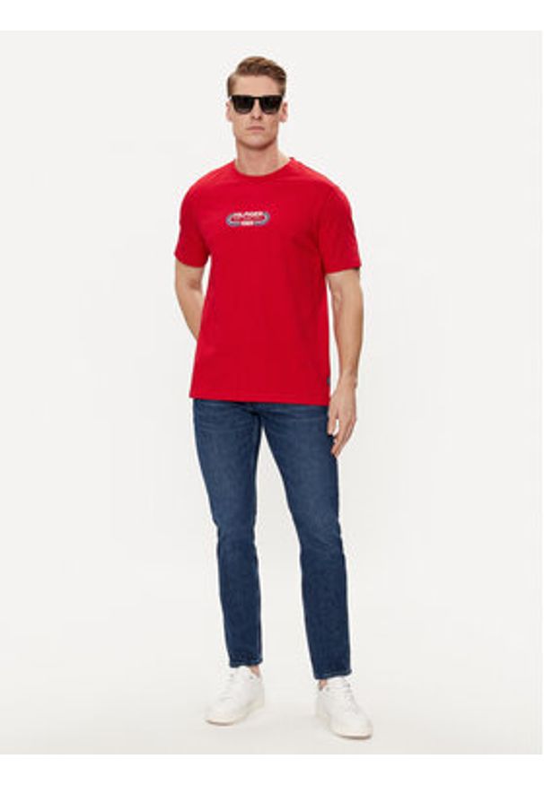 TOMMY HILFIGER - Tommy Hilfiger T-Shirt Track Graphic MW0MW34429 Czerwony Regular Fit. Kolor: czerwony. Materiał: bawełna