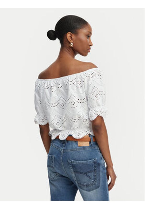 Guess Bluzka W6GP47 K3336 Biały Regular Fit. Kolor: biały. Materiał: bawełna