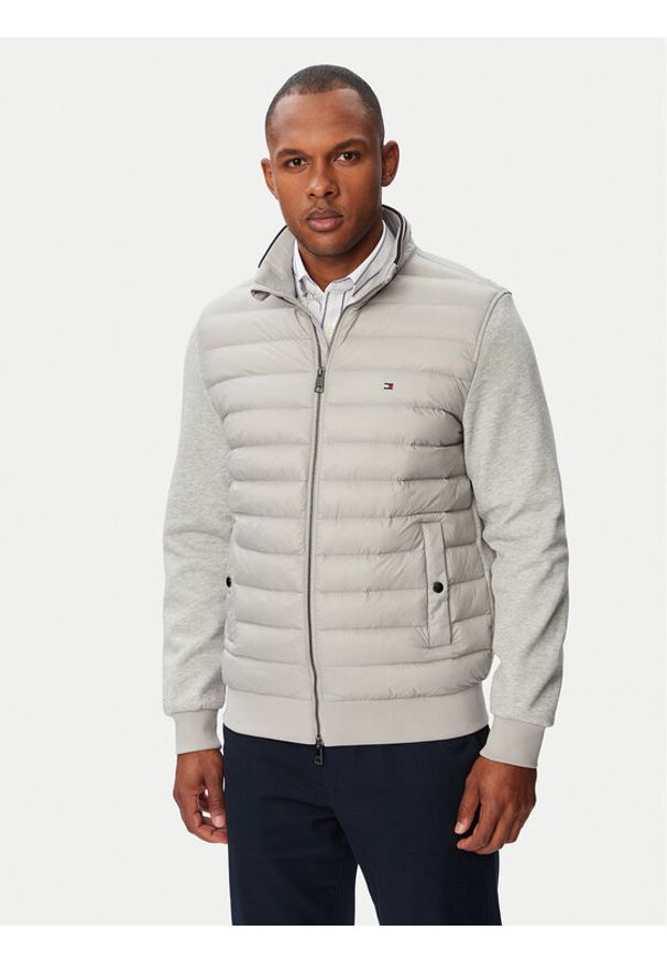 TOMMY HILFIGER - Tommy Hilfiger Kurtka przejściowa Mix Media Ess MW0MW41329 Szary jasny Regular Fit. Kolor: szary. Materiał: bawełna