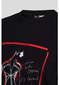 Karl Lagerfeld t-shirt bawełniany x The Ultimate icon kolor czarny. Okazja: na co dzień. Kolor: czarny. Materiał: bawełna. Długość rękawa: krótki rękaw. Długość: krótkie. Wzór: haft. Styl: casual, klasyczny #6