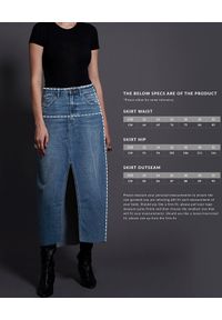 ONETEASPOON - Spódnica jeansowa maxi Rocko. Stan: podwyższony. Kolor: niebieski. Materiał: jeans. Długość: długie. Wzór: aplikacja. Styl: klasyczny #7