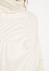 Born2be - Jasnobeżowa Dzianinowa Sukienka z Prążkowanego Materiału Liannae. Okazja: do pracy. Kolor: beżowy. Materiał: materiał, prążkowany, dzianina. Styl: elegancki #2