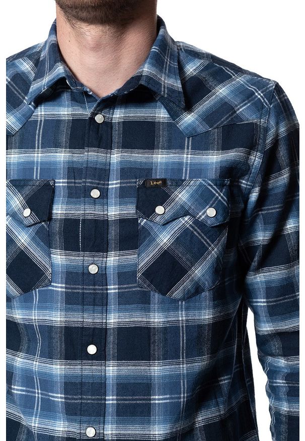 Lee - KOSZULA LEE RIDER SHIRT NAVY L851DN35. Materiał: materiał. Styl: klasyczny