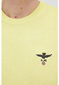 Aeronautica Militare sweter męski kolor żółty. Okazja: na co dzień. Kolor: żółty. Materiał: materiał, dzianina. Długość rękawa: długi rękaw. Długość: długie. Wzór: aplikacja. Styl: casual #3