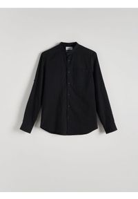 Reserved - Koszula slim fit z kieszonką - czarny. Kolor: czarny. Materiał: bawełna, tkanina