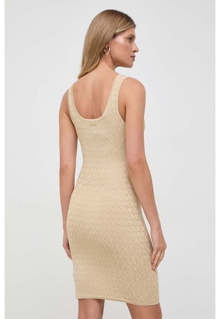 ワンピース PLAIN FW25 SLEEVLESS MINI DRESS (465114179 0019) Złota sukienka Michael Kors na ramiączkach, mini, dopasowana