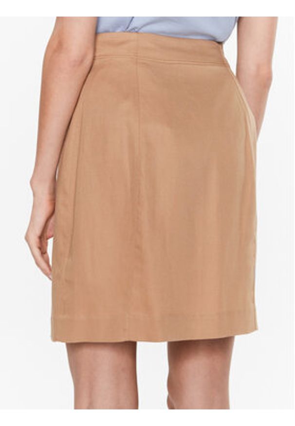 Calvin Klein Spódnica trapezowa Drapy Tencel K20K205631 Brązowy Straight Fit. Kolor: brązowy. Materiał: lyocell