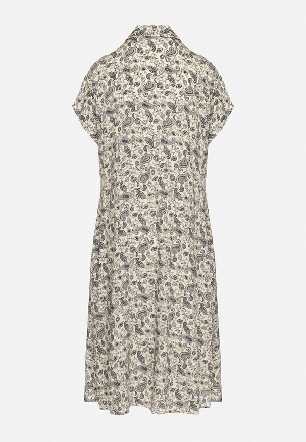 Born2be - Czarna Sukienka Bawełniana Koszulowa we Wzór Paisley Aelluria. Kolor: czarny. Materiał: bawełna. Wzór: paisley. Typ sukienki: koszulowe