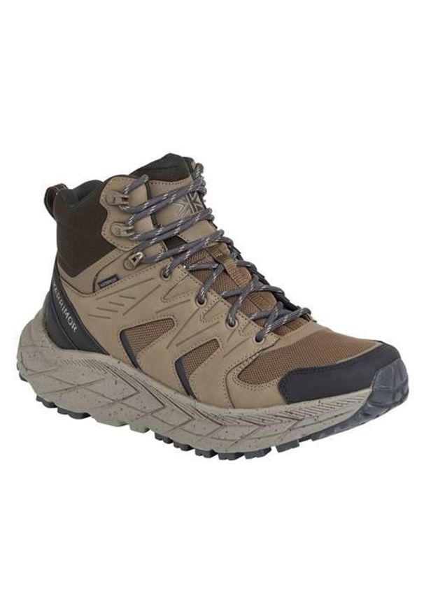 Buty trekkingowe męskie Karrimor BUTYKESTRELMIDK1108BRN. Wysokość cholewki: za kostkę. Zapięcie: sznurówki. Kolor: brązowy. Materiał: syntetyk, materiał, tkanina. Szerokość cholewki: normalna. Sport: turystyka piesza