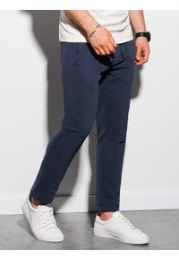 Ombre Clothing - Spodnie męskie dresowe P946 - granatowe - XXL. Kolor: niebieski. Materiał: dresówka #3