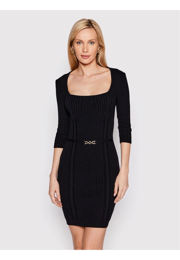 Rinascimento Sukienka dzianinowa CFM0010919003 Czarny Slim Fit. Kolor: czarny. Materiał: wiskoza
