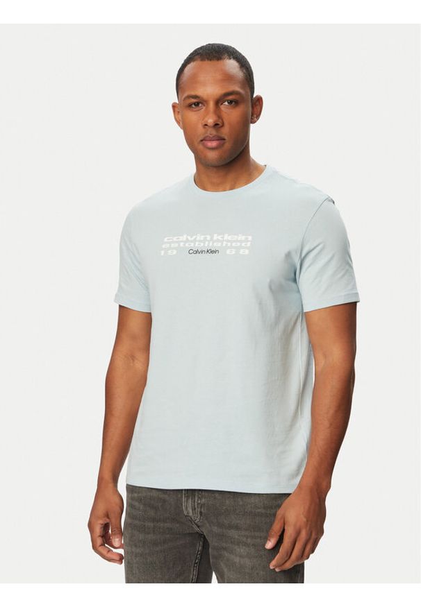 Calvin Klein Jeans T-Shirt SS 30s EU LV04RG800G Niebieski Regular Fit. Kolor: niebieski. Materiał: bawełna