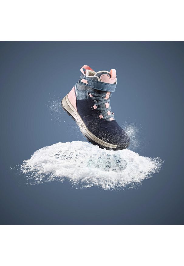 quechua - Buty turystyczne dla dzieci Quechua SH500 Warm zapinane na rzep wodoodporne. Zapięcie: rzepy. Kolor: wielokolorowy, różowy, niebieski, szary. Sezon: zima
