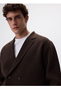 Reserved - Kardigan z domieszką wełny - ciemnobrązowy. Kolor: brązowy. Materiał: wełna #1
