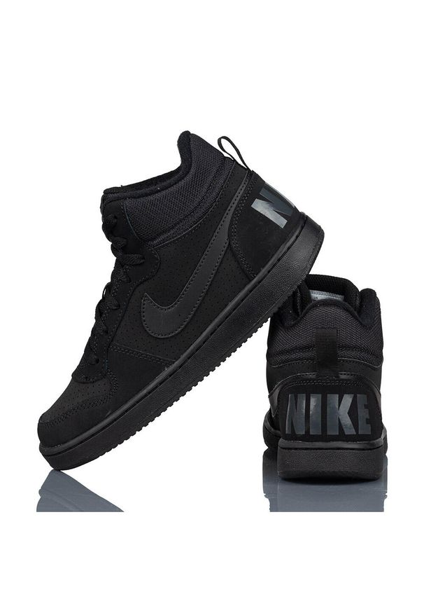 Buty sportowe młodzieżowe Nike Court Borough Mid. Kolor: czarny. Model: Nike Court. Sport: turystyka piesza