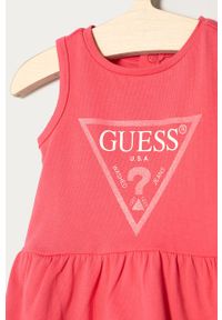 Guess - Sukienka dziecięca 62-96 cm. Kolor: różowy. Materiał: bawełna, dzianina. Wzór: nadruk. Typ sukienki: rozkloszowane #4