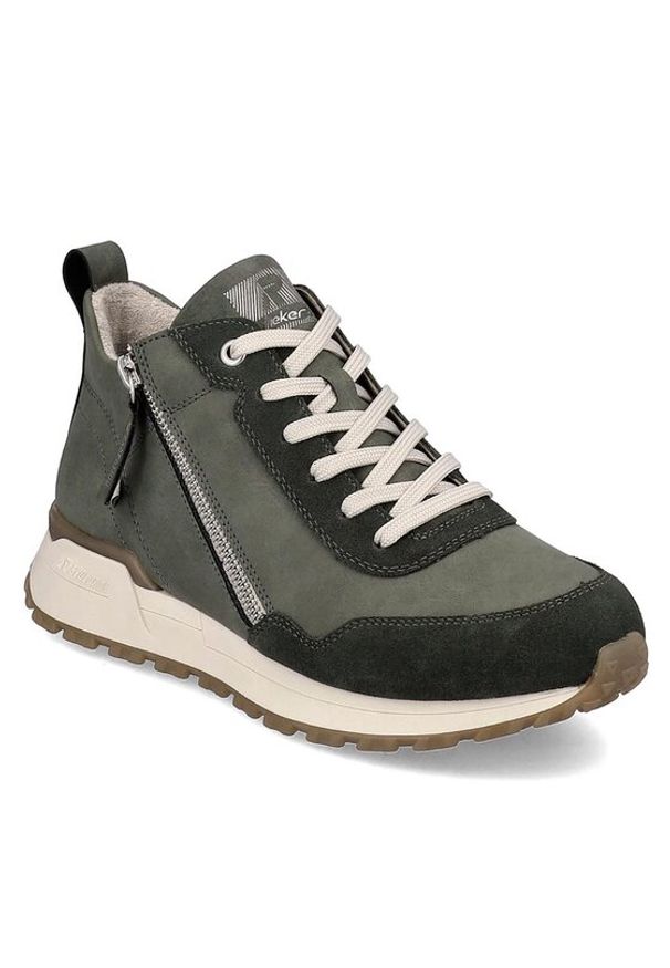 Rieker Sneakersy W0661-54 Khaki. Kolor: brązowy. Materiał: zamsz, skóra