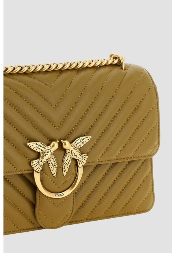 Pinko - PINKO Oliwkowa listonoszka damska Love One Classic. Kolor: zielony. Styl: casual, elegancki