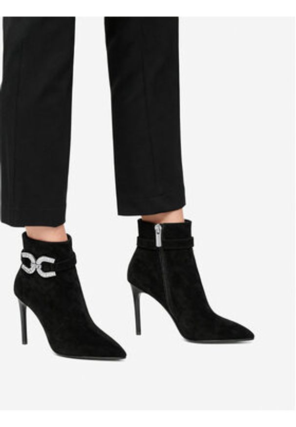 Eva Minge Botki EO-ELENA-E327-20B-R019 Czarny. Kolor: czarny. Materiał: zamsz, skóra