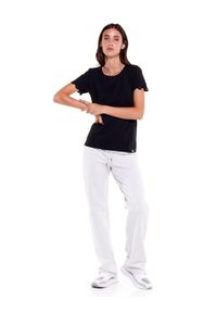 LEONE 1947 APPAREL - Damska koszulka w kolorze czarno-białym. Kolor: czarny. Materiał: tkanina. Sport: fitness