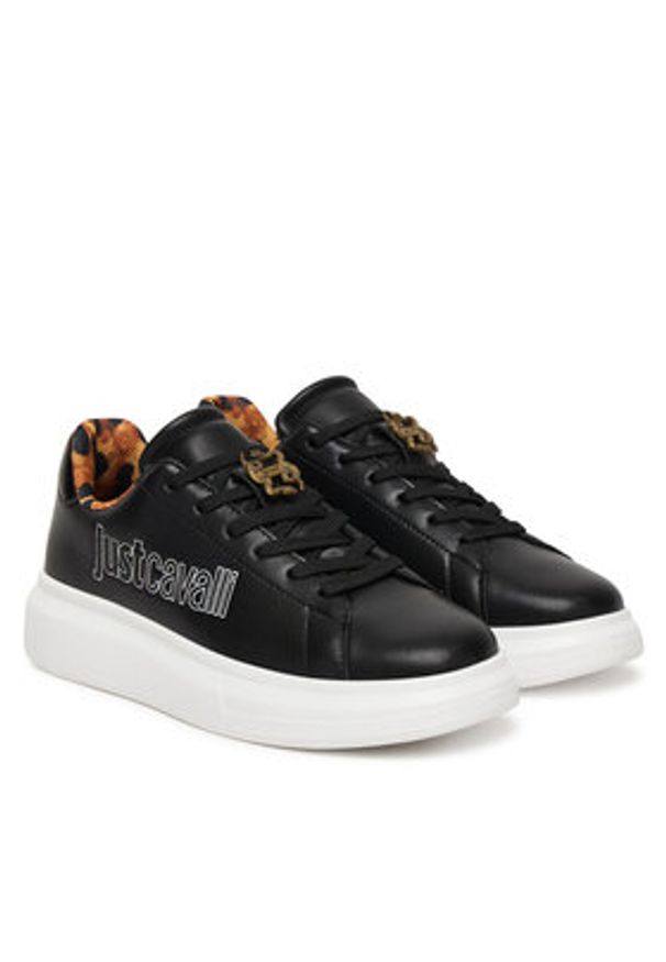 Just Cavalli Sneakersy 80RA3SB3 ZPB99 Czarny. Kolor: czarny. Materiał: skóra